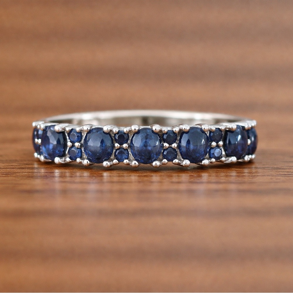 Sapphire Genuine London Blue Solid Sterling Silver Band